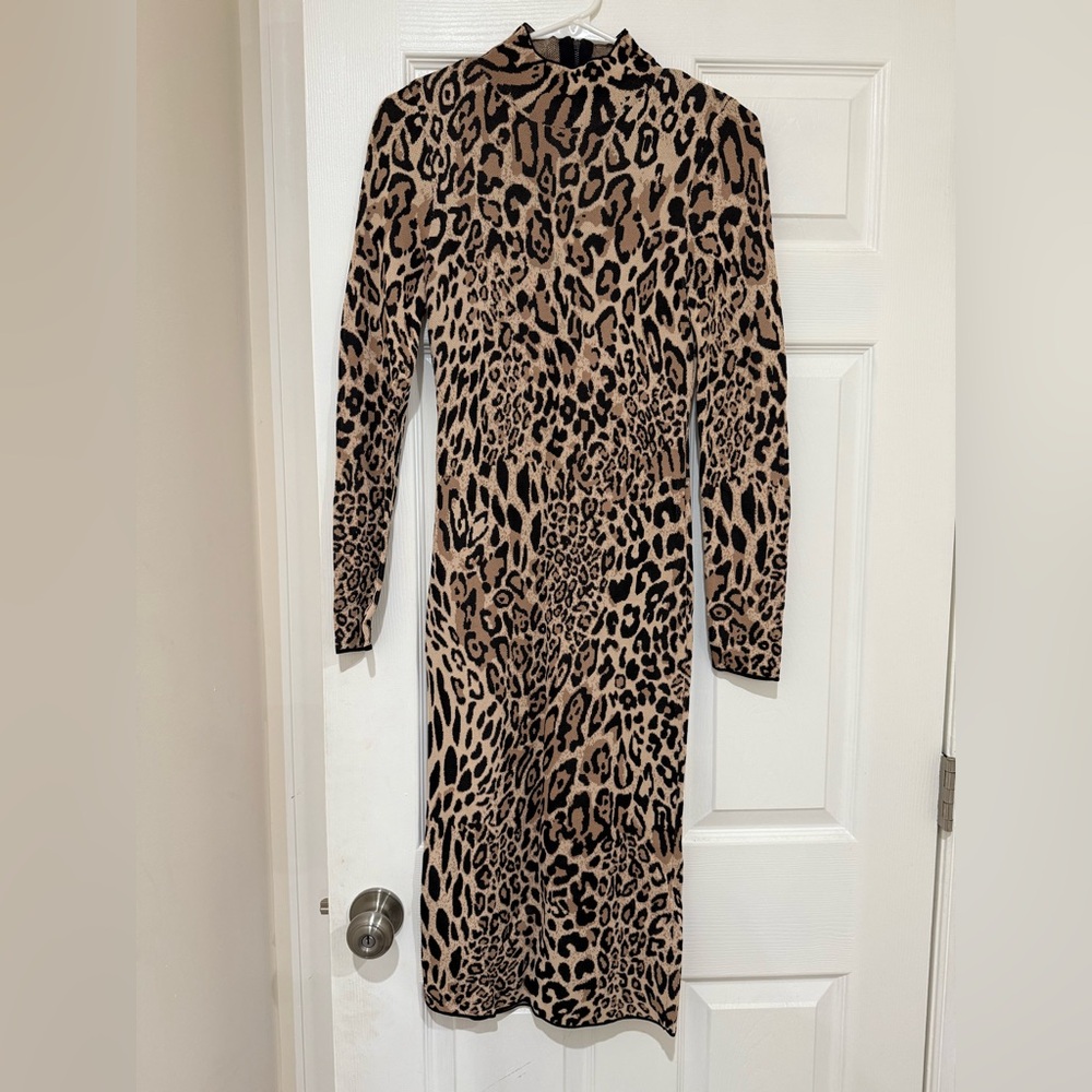 Leopard print sweater dress